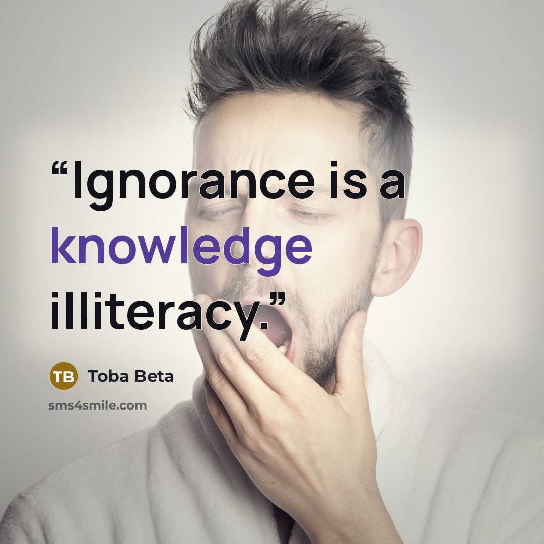 “Ignorance is a knowledge illiteracy.” quote by Toba Beta