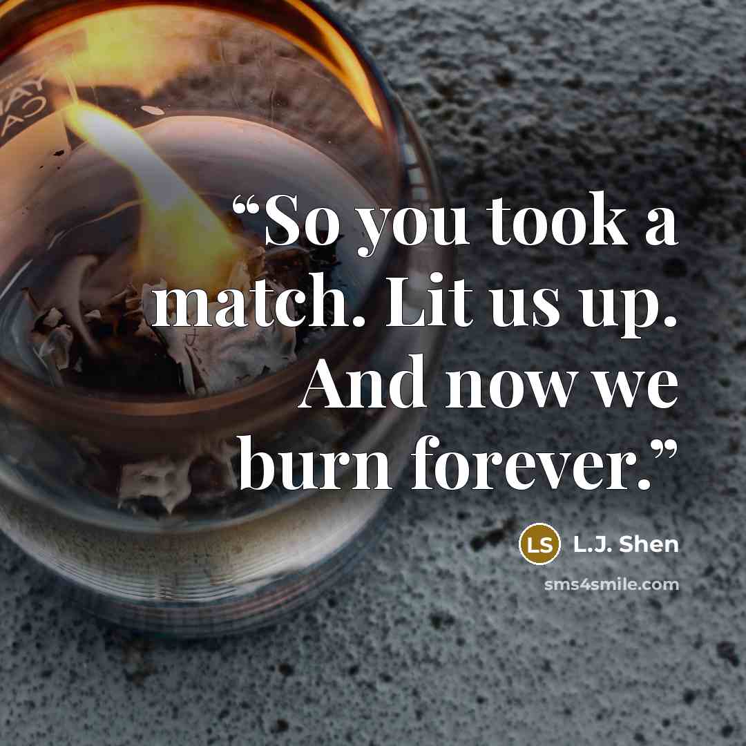“So you took a match. Lit us up. And now we burn forever.” quote by L.J. Shen