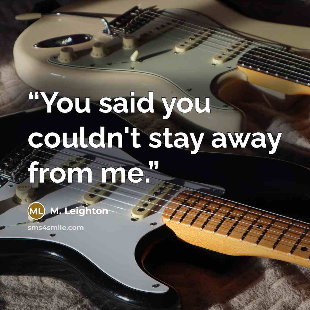 “You said you couldn't stay away from me.” quote by M. Leighton