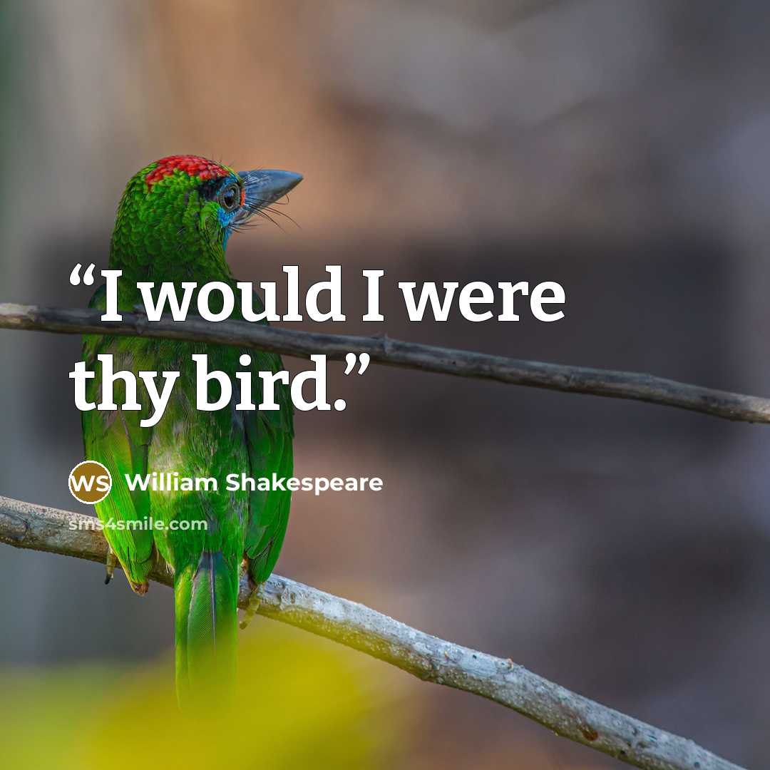 “I would I were thy bird.” quote by William Shakespeare