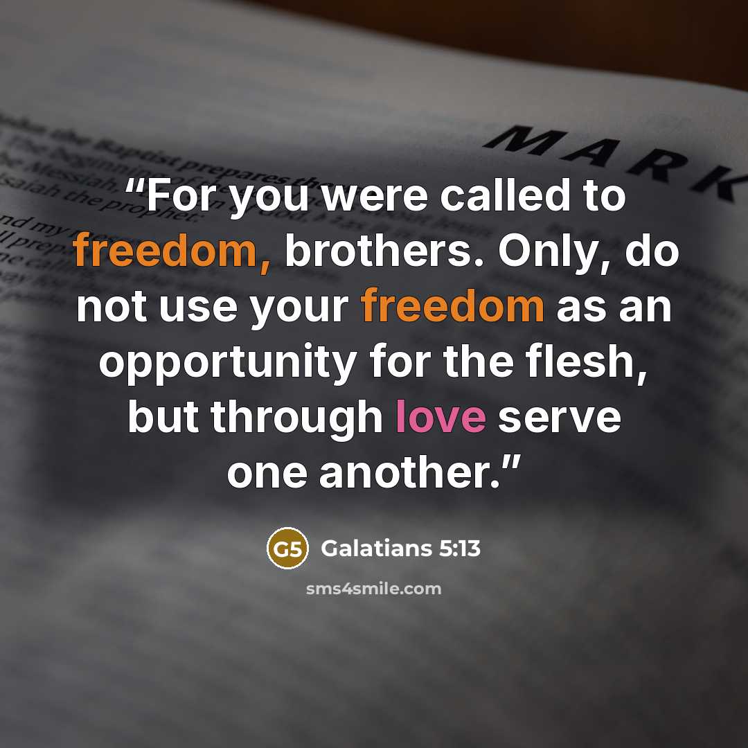 “For you were called to freedom, brothers. Only, do not use your freedom as an opportunity for the flesh, but through love serve one another.” quote by Galatians 5:13