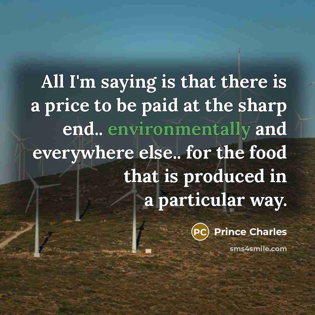 “All I'm saying is that there is a price to be paid at the sharp end.. environmentally and everywhere else.. for the food that is produced in a particular way.” quote by Prince Charles