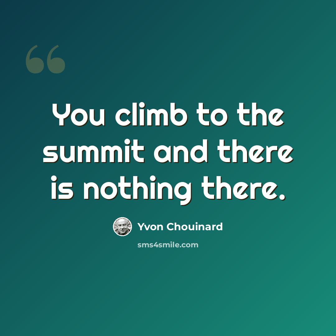 “You climb to the summit and there is nothing there.” quote by Yvon Chouinard