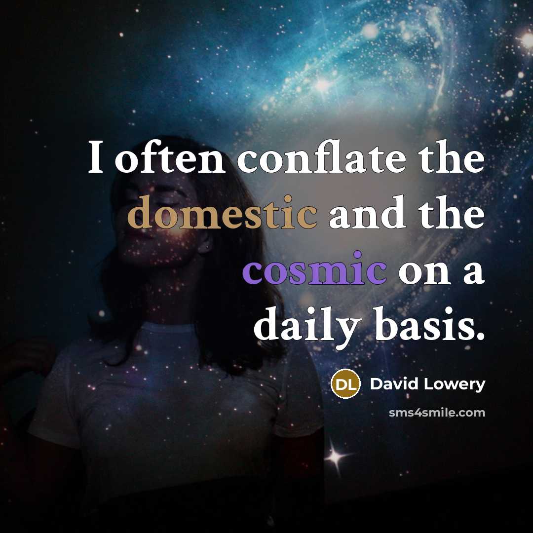 “I often conflate the domestic and the cosmic on a daily basis.” quote by David Lowery