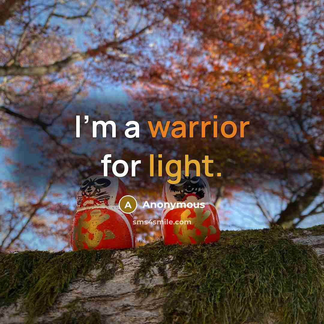“I'm a warrior for light.” quote by Anonymous