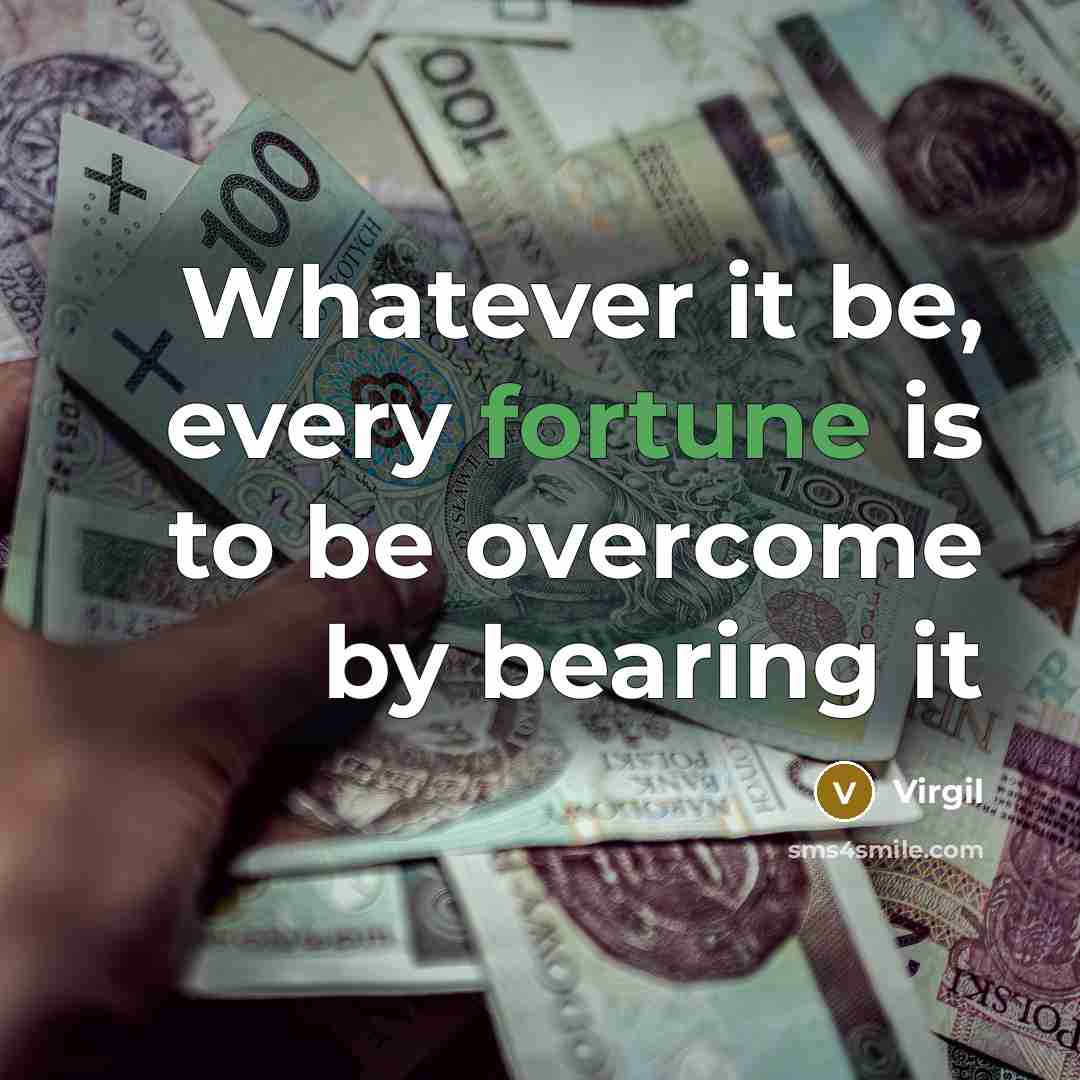 “Whatever it be, every fortune is to be overcome by bearing it” quote by Virgil