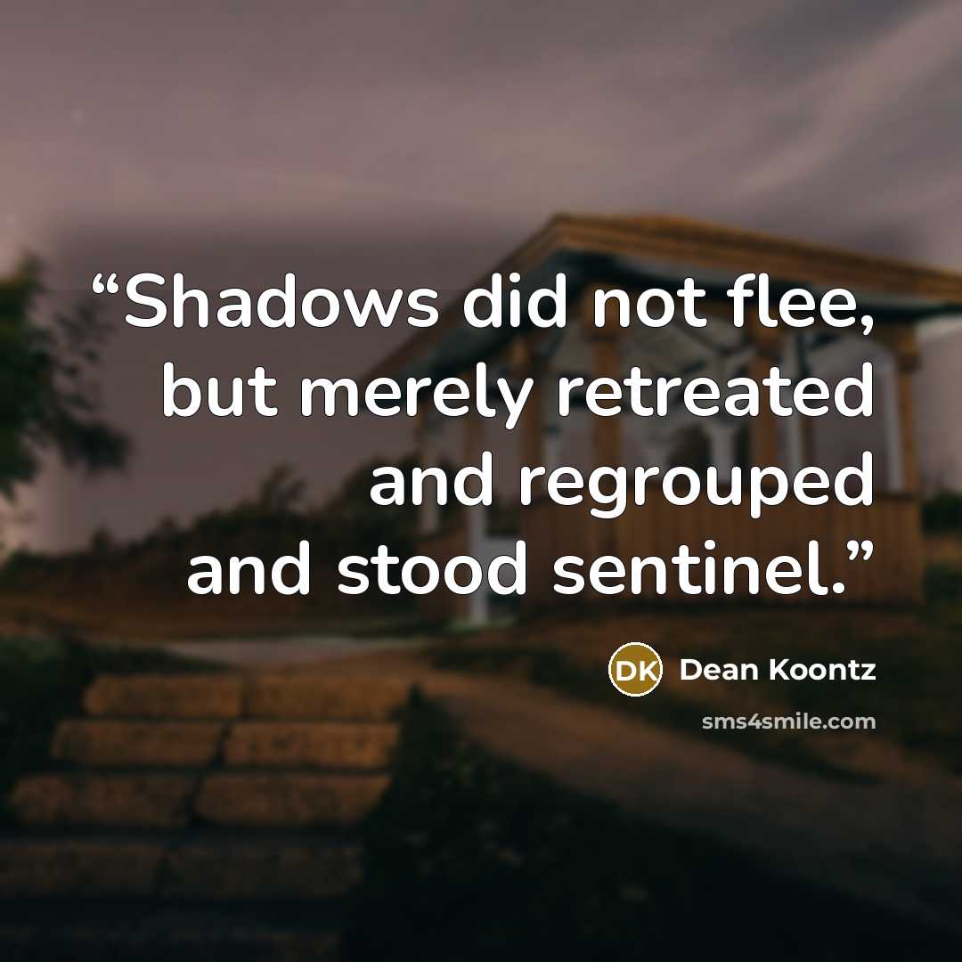 “Shadows did not flee, but merely retreated and regrouped and stood sentinel.” quote by Dean Koontz
