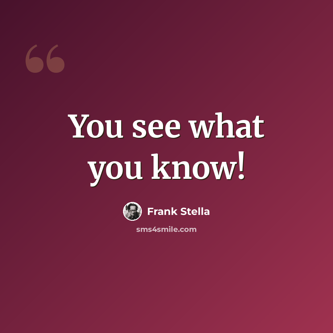 “You see what you know!” quote by Frank Stella