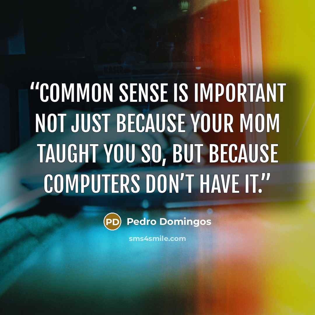 “Common sense is important not just because your mom taught you so, but because computers don’t have it.” quote by Pedro Domingos