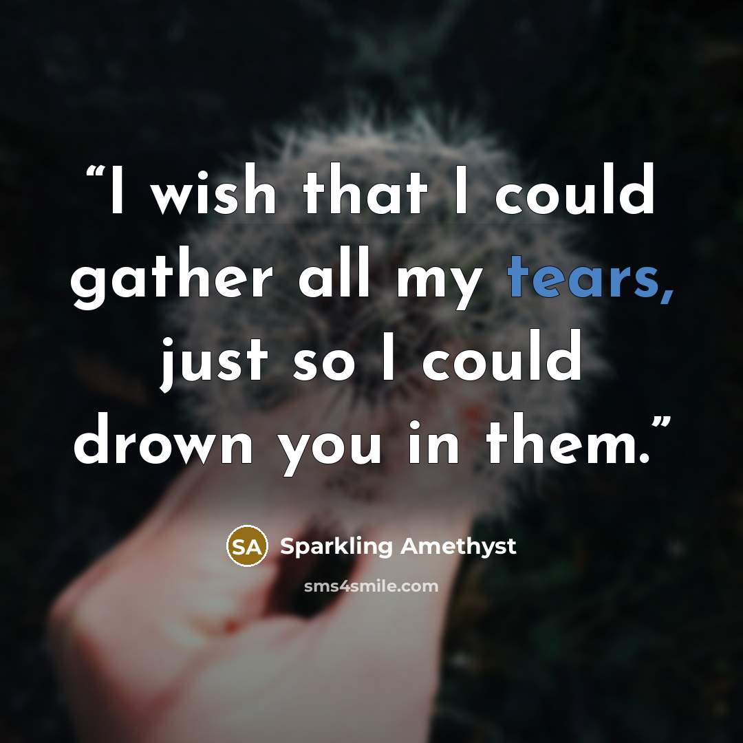 “I wish that I could gather all my tears, just so I could drown you in them.” quote by Sparkling Amethyst