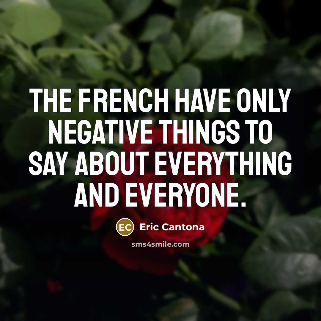 “The French have only negative things to say about everything and everyone.” quote by Eric Cantona