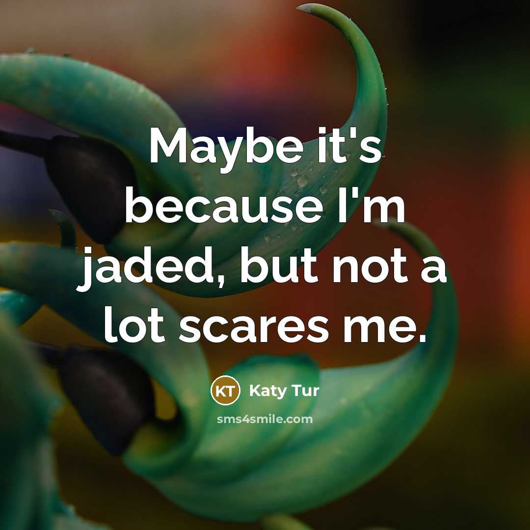 “Maybe it's because I'm jaded, but not a lot scares me.” quote by Katy Tur