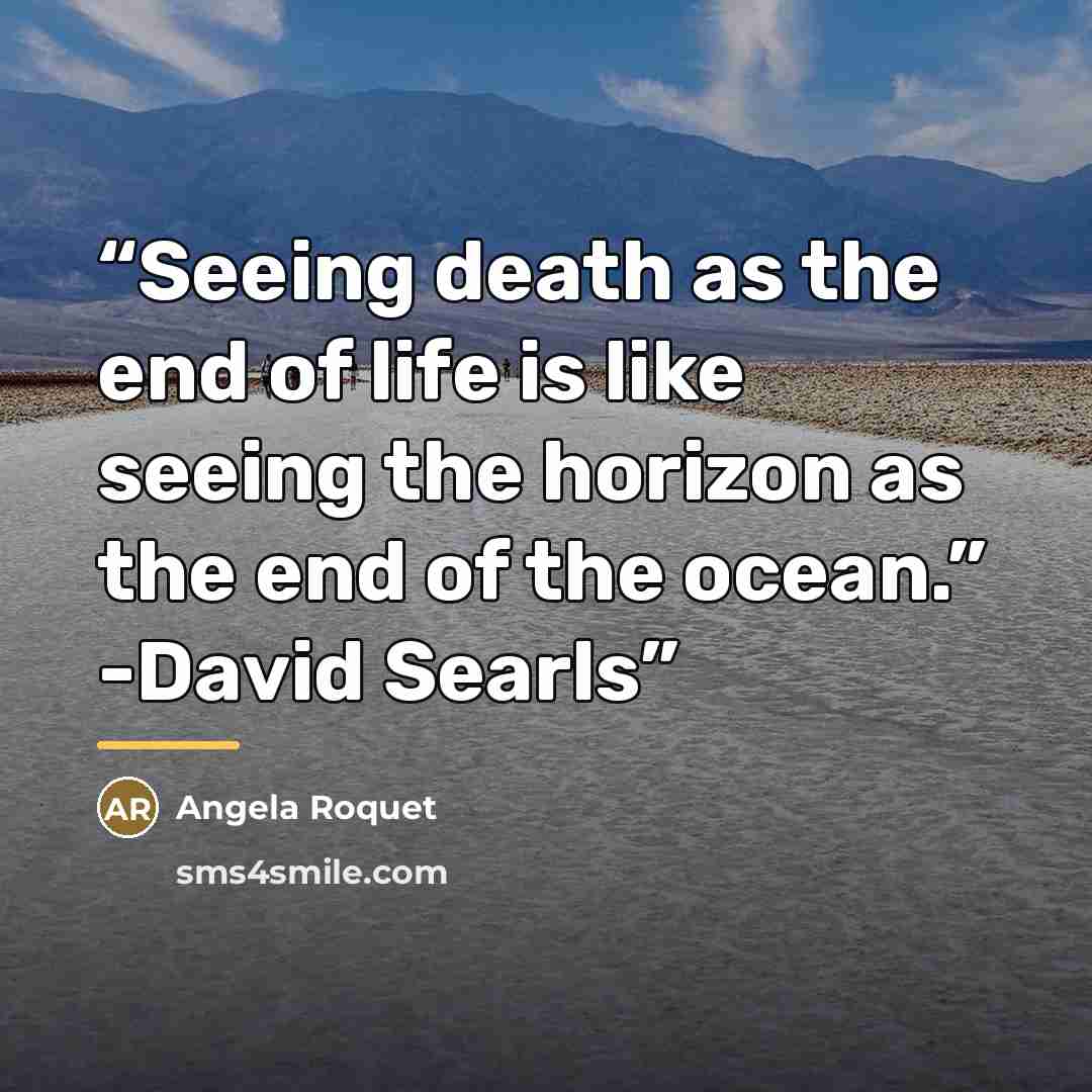 “Seeing death as the end of life is like seeing the horizon as the end of the ocean.” -David Searls” quote by Angela Roquet