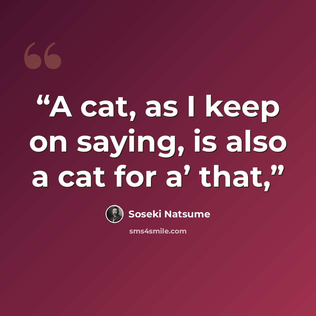 “A cat, as I keep on saying, is also a cat for a’ that,” quote by Sōseki Natsume