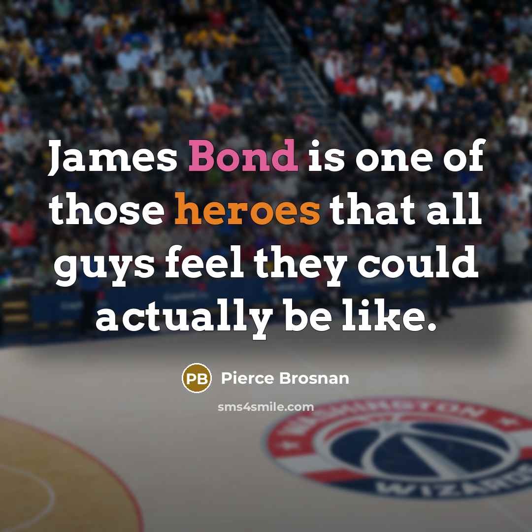 “James Bond is one of those heroes that all guys feel they could actually be like.” quote by Pierce Brosnan
