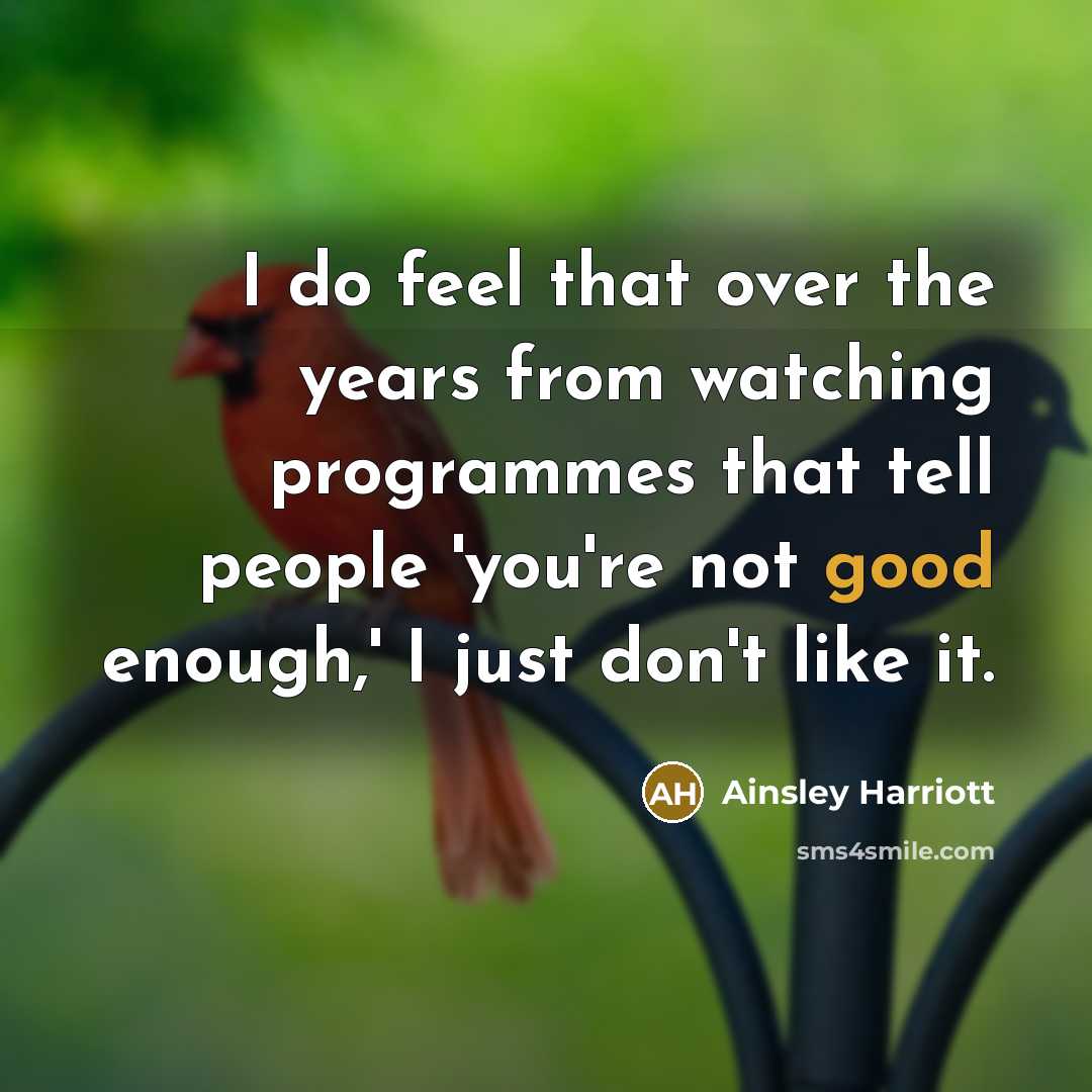 “I do feel that over the years from watching programmes that tell people 'you're not good enough,' I just don't like it.” quote by Ainsley Harriott