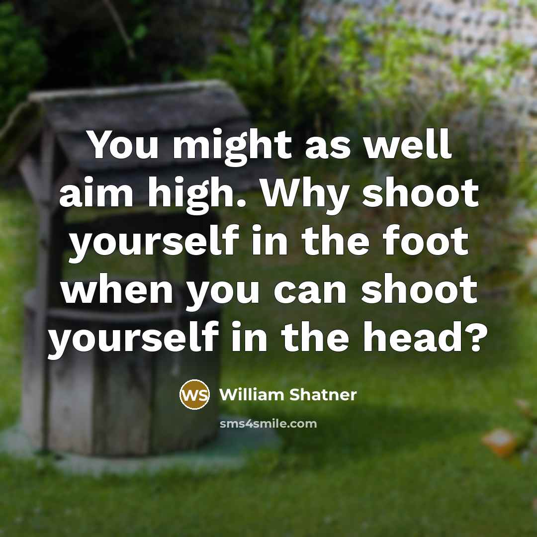 “You might as well aim high. Why shoot yourself in the foot when you can shoot yourself in the head?” quote by William Shatner