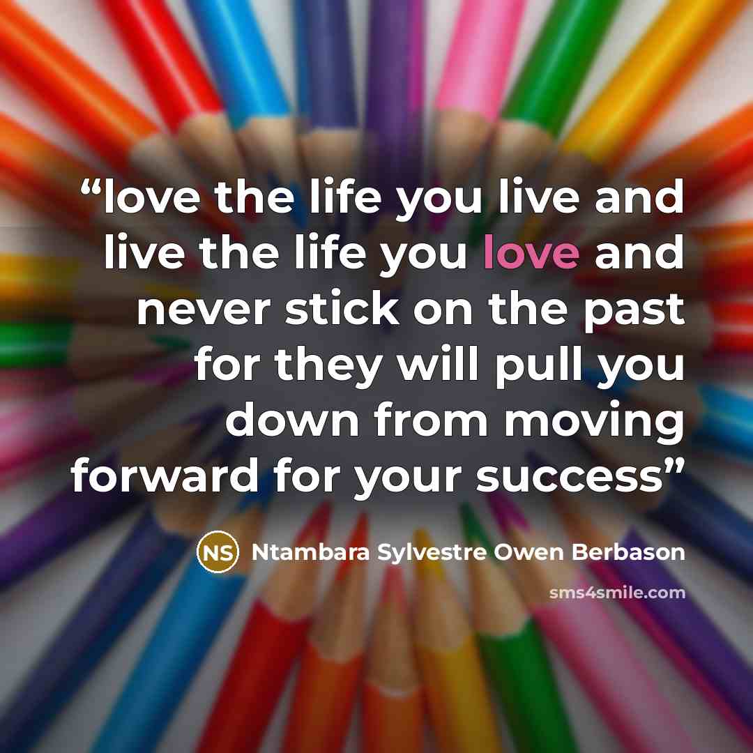 “love the life you live and live the life you love and never stick on the past for they will pull you down from moving forward for your success” quote by Ntambara Sylvestre Owen Berbason