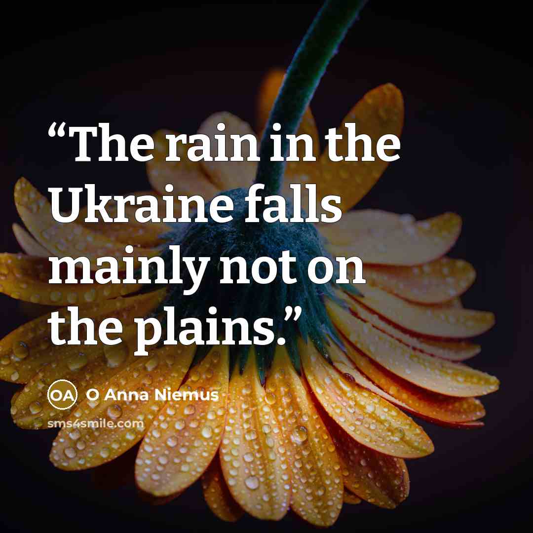 “The rain in the Ukraine falls mainly not on the plains.” quote by O Anna Niemus