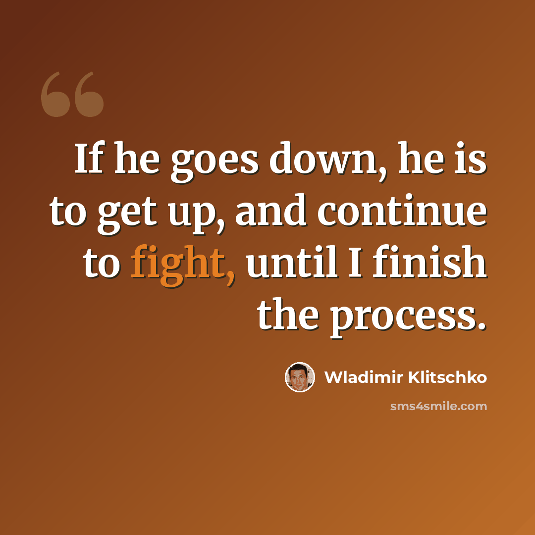 “If he goes down, he is to get up, and continue to fight, until I finish the process.” quote by Wladimir Klitschko