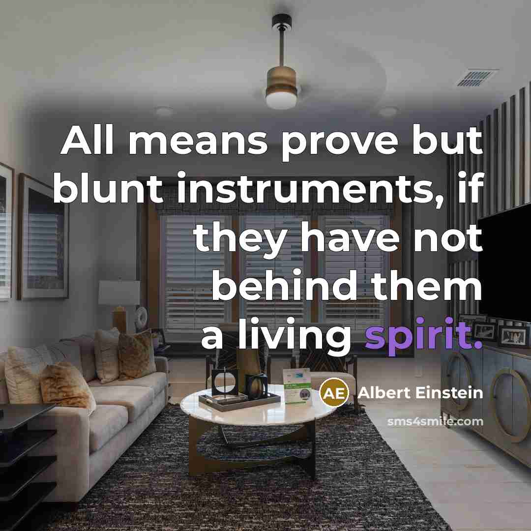 “All means prove but blunt instruments, if they have not behind them a living spirit.” quote by Albert Einstein