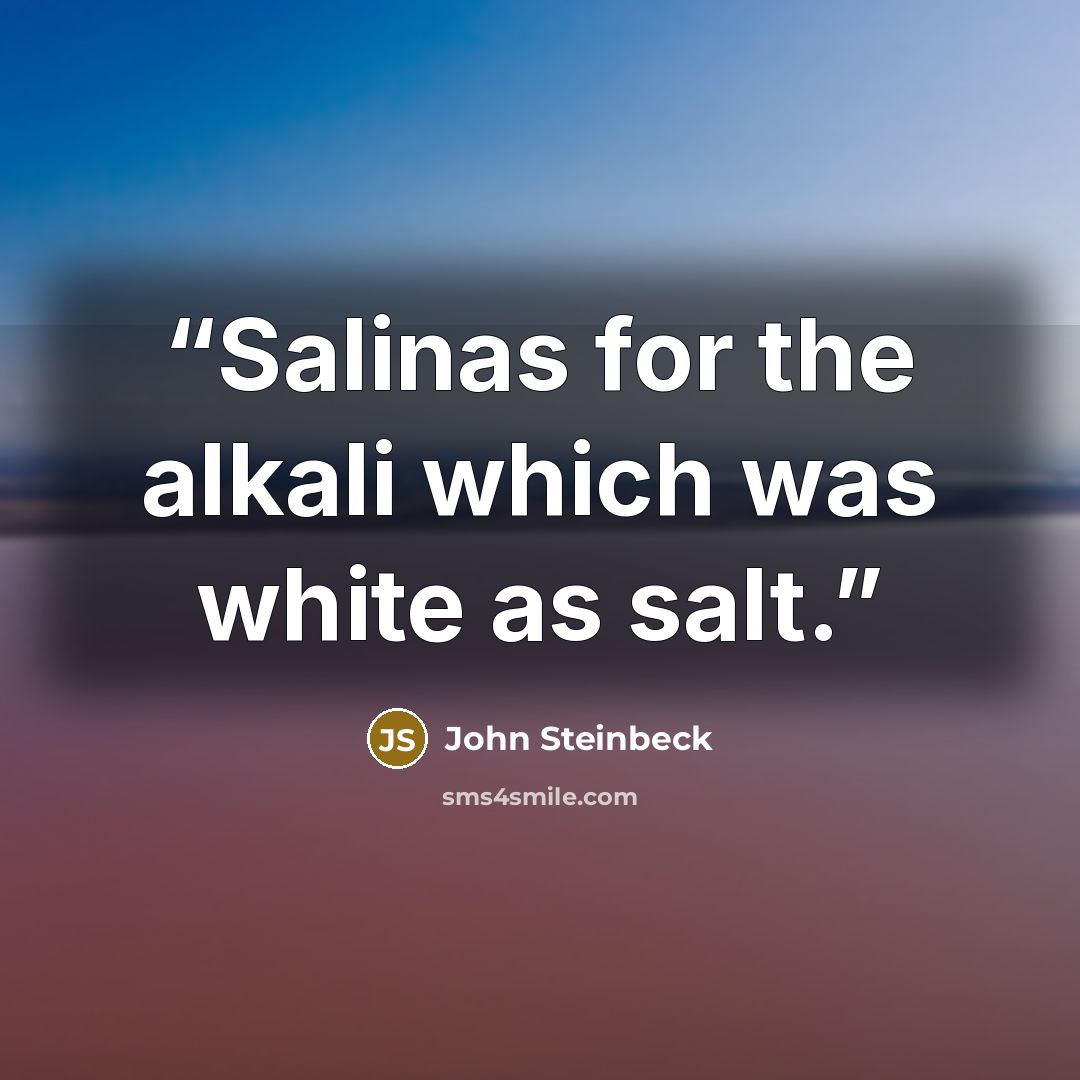 “Salinas for the alkali which was white as salt.” quote by John Steinbeck