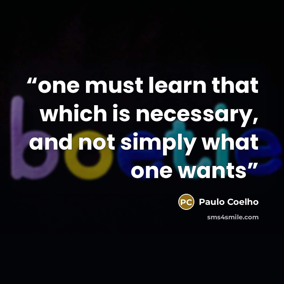 “one must learn that which is necessary, and not simply what one wants” quote by Paulo Coelho