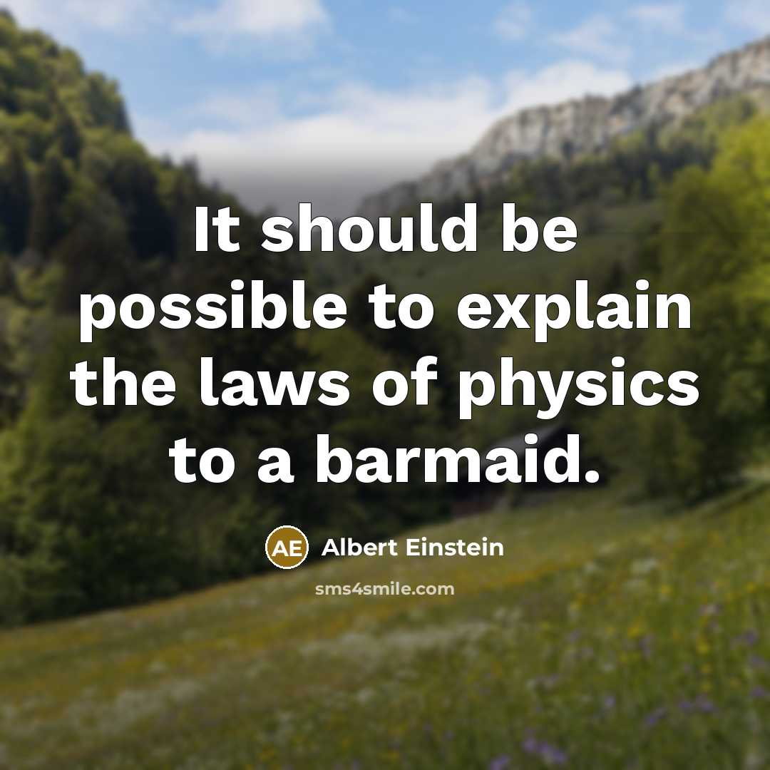 “It should be possible to explain the laws of physics to a barmaid.” quote by Albert Einstein