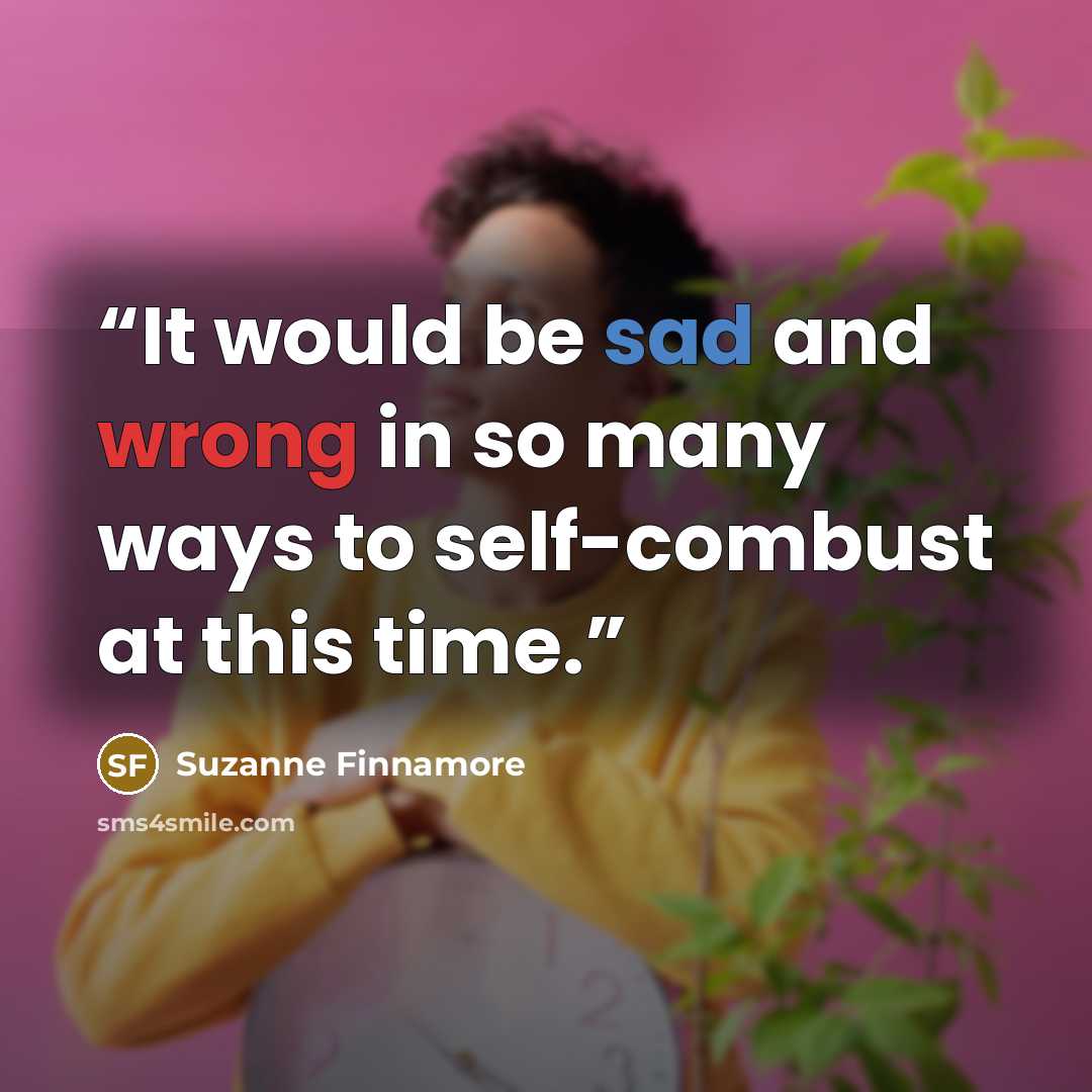 “It would be sad and wrong in so many ways to self-combust at this time.” quote by Suzanne Finnamore