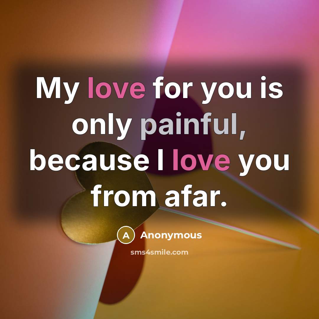 “My love for you is only painful, because I love you from afar.” quote by Anonymous