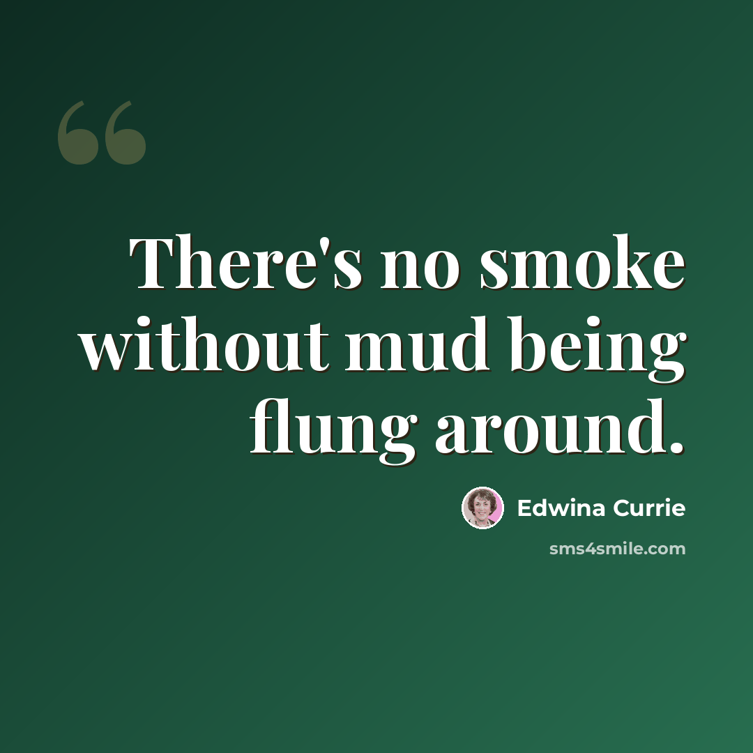 “There's no smoke without mud being flung around.” quote by Edwina Currie