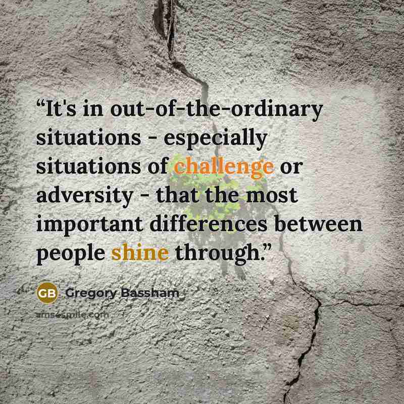 “It's in out-of-the-ordinary situations - especially situations of challenge or adversity - that the most important differences between people shine through.” quote by Gregory Bassham