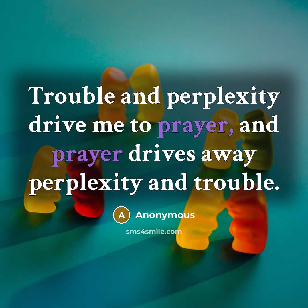 “Trouble and perplexity drive me to prayer, and prayer drives away perplexity and trouble.” quote by Anonymous