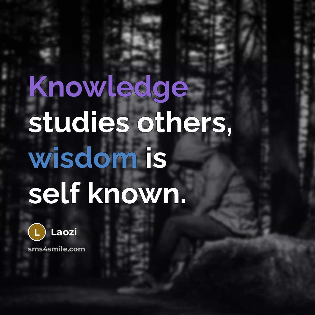 “Knowledge studies others, wisdom is self known.” quote by Laozi
