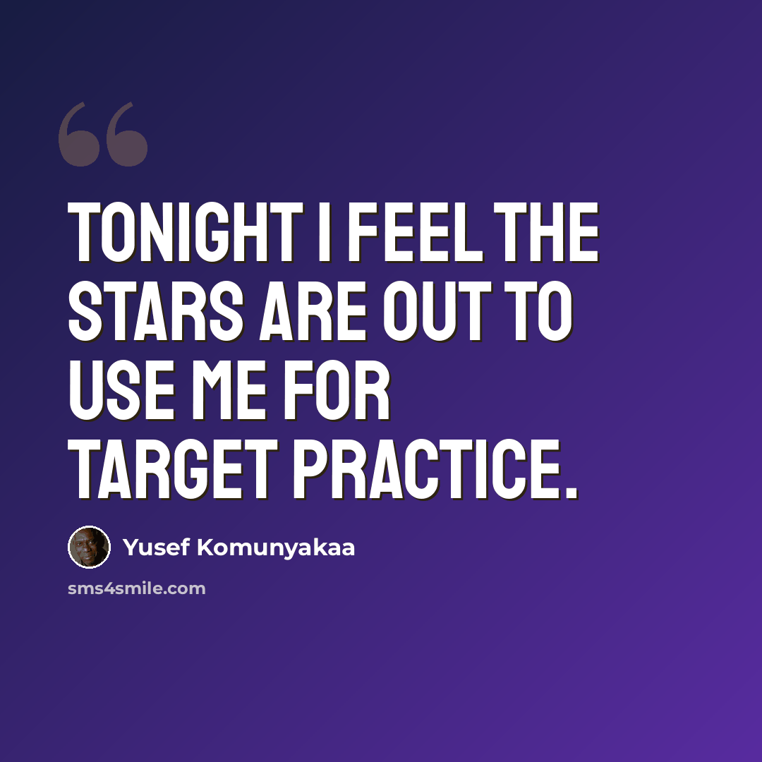 “Tonight I feel the stars are out to use me for target practice.” quote by Yusef Komunyakaa