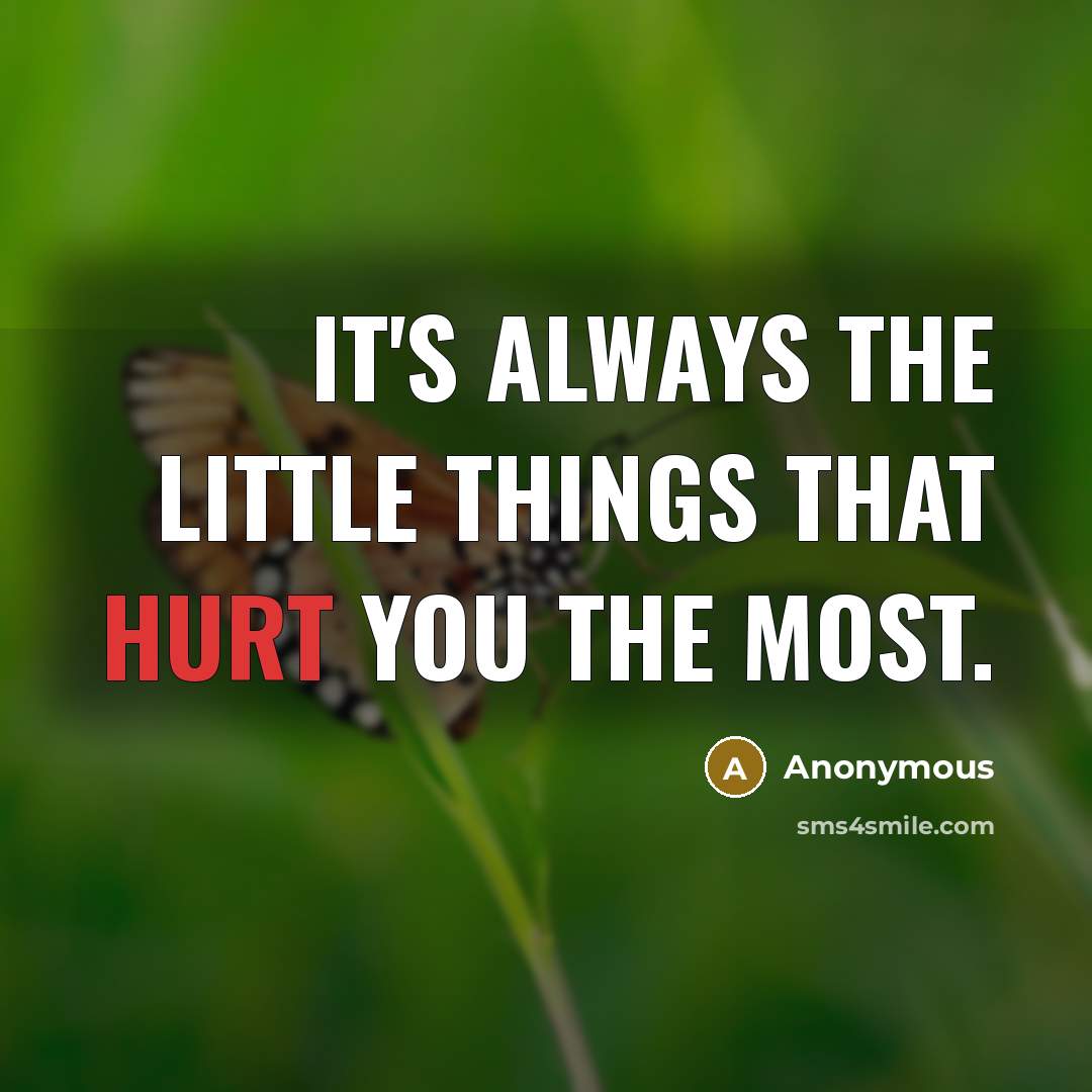 “It's always the little things that hurt you the most.” quote by Anonymous