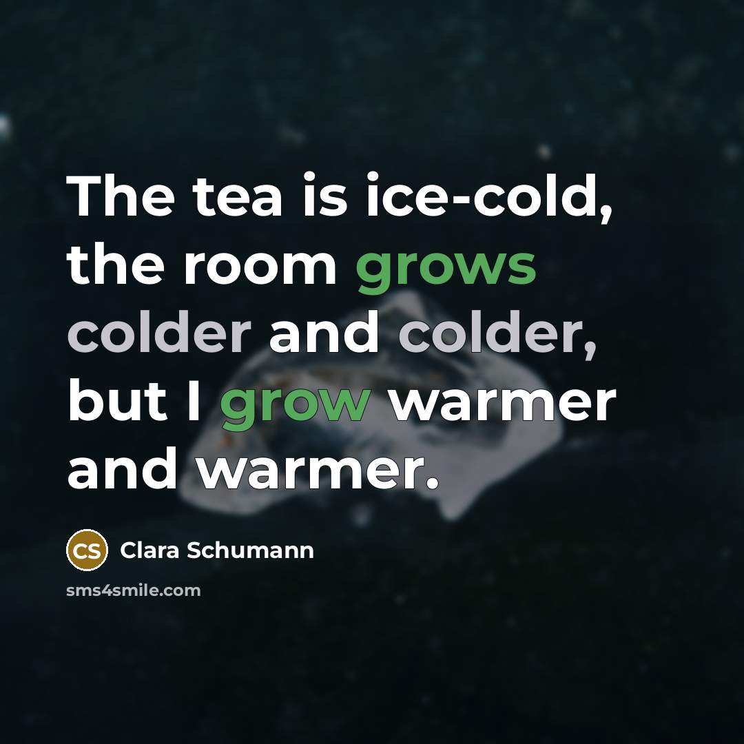 “The tea is ice-cold, the room grows colder and colder, but I grow warmer and warmer.” quote by Clara Schumann