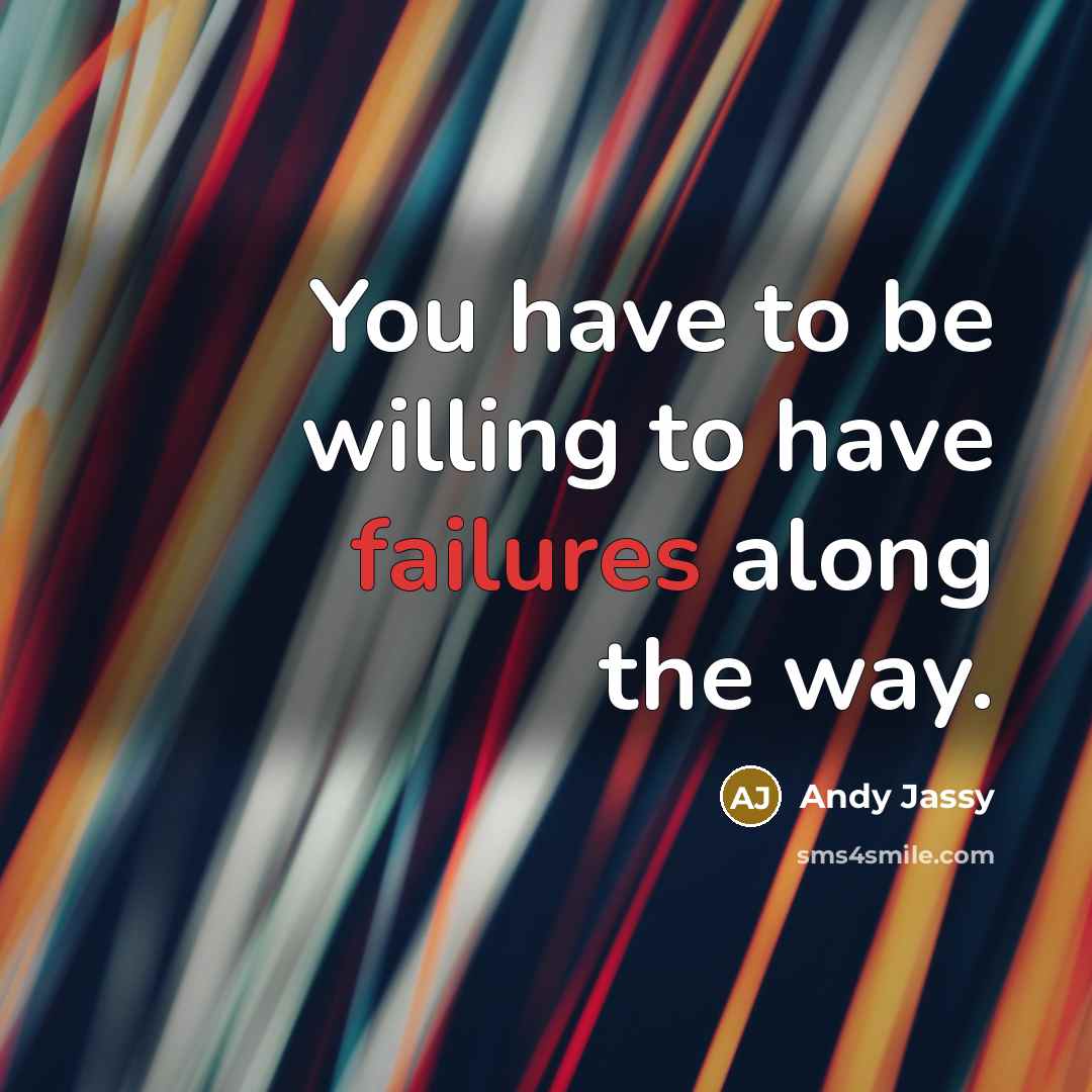 “You have to be willing to have failures along the way.” quote by Andy Jassy