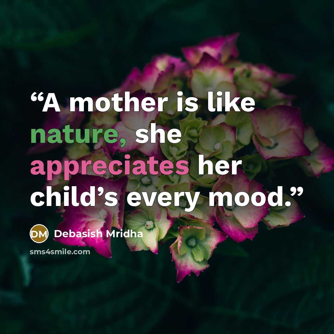 “A mother is like nature, she appreciates her child’s every mood.” quote by Debasish Mridha