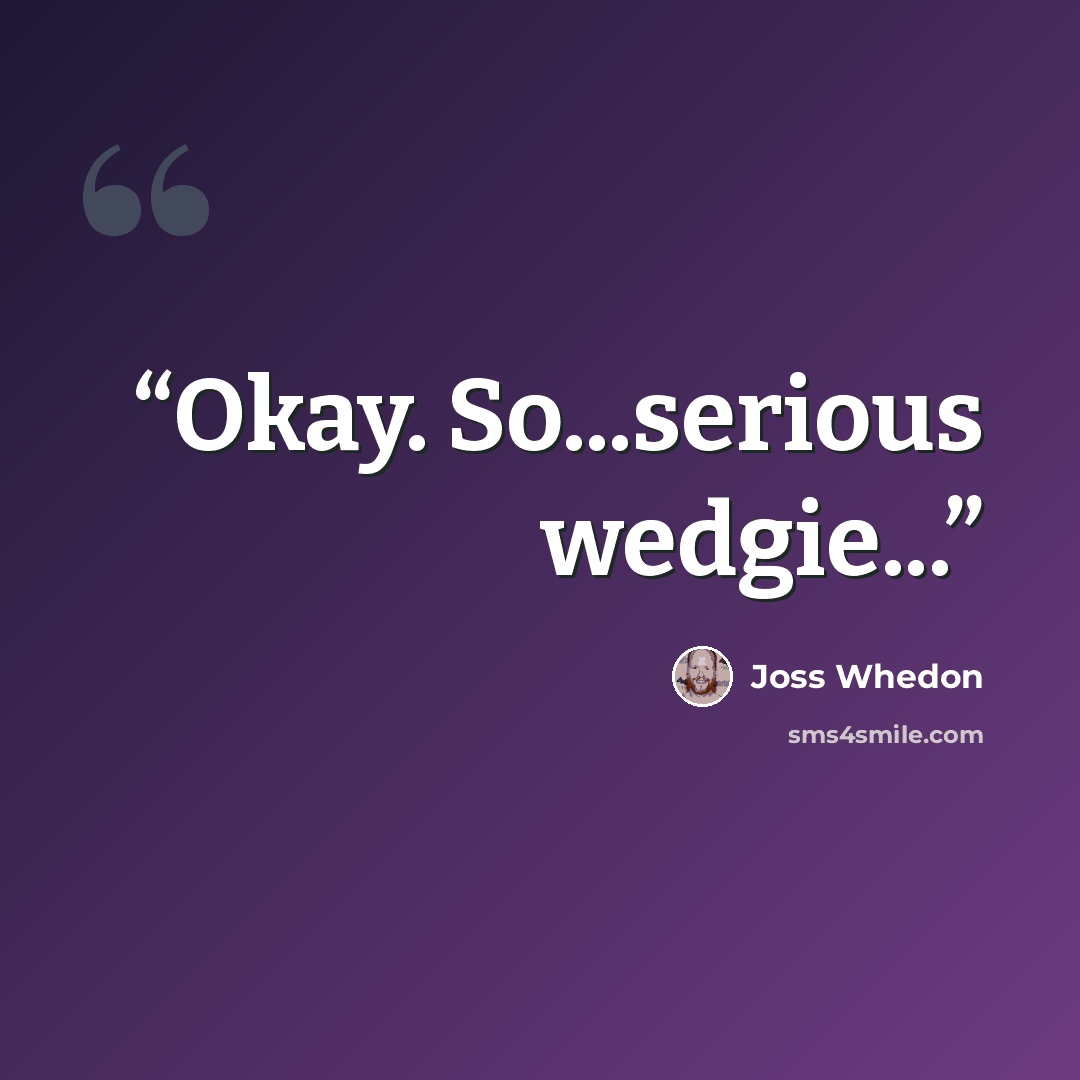 “Okay. So...serious wedgie...” quote by Joss Whedon
