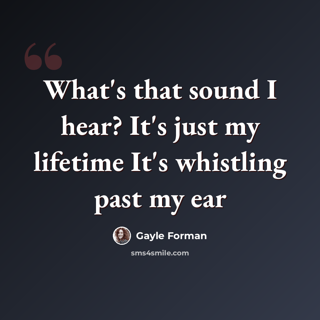 “What's that sound I hear? It's just my lifetime It's whistling past my ear” quote by Gayle Forman