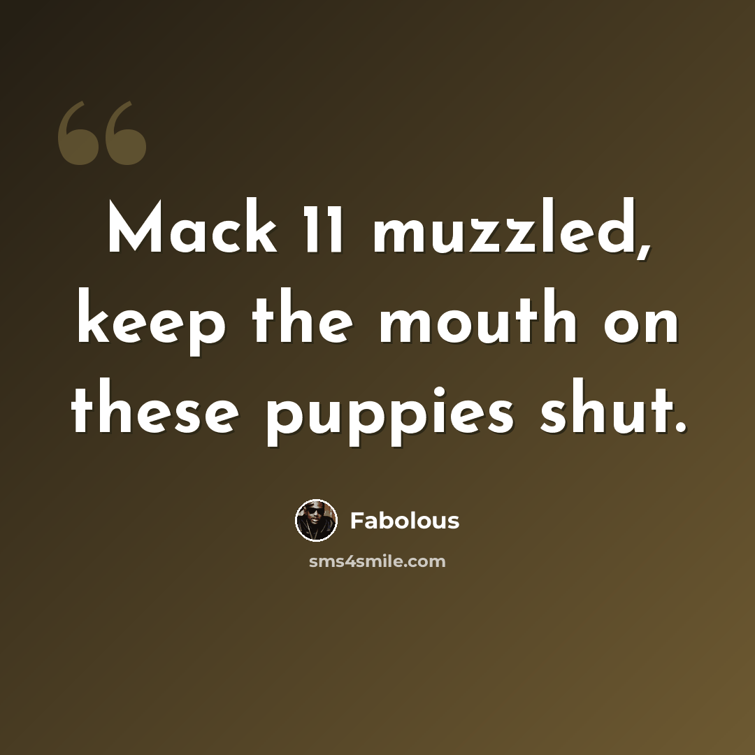 “Mack 11 muzzled, keep the mouth on these puppies shut.” quote by Fabolous