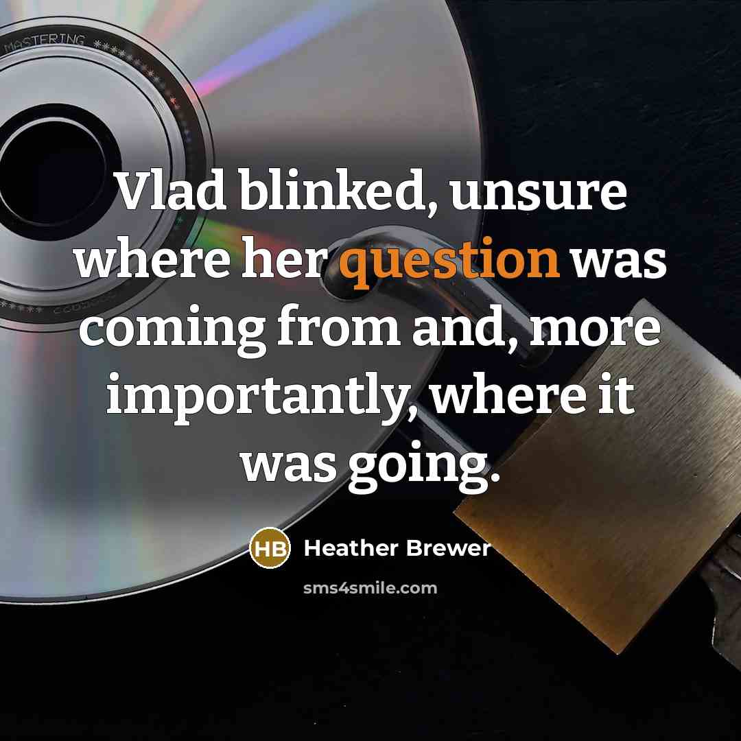 “Vlad blinked, unsure where her question was coming from and, more importantly, where it was going.” quote by Heather Brewer