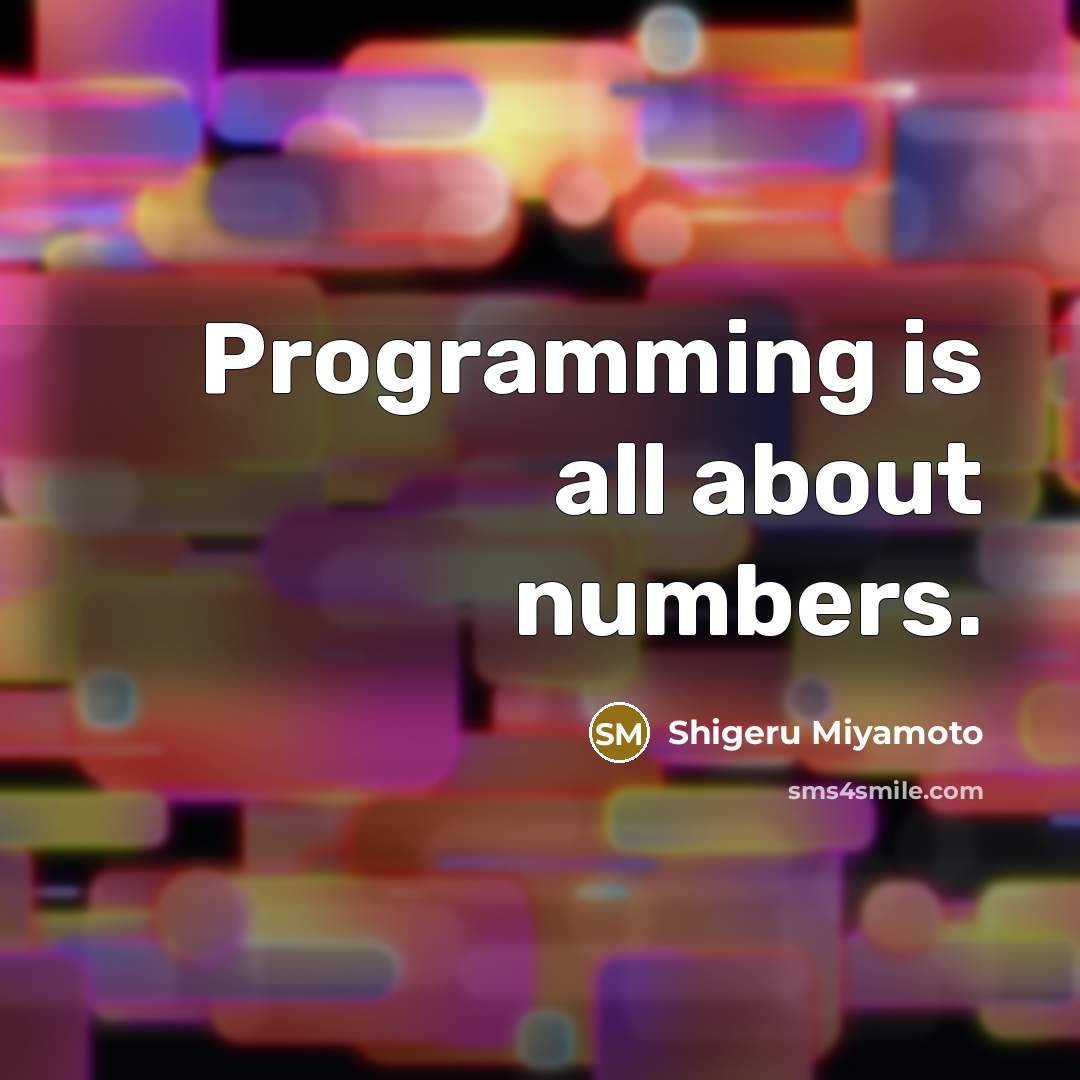“Programming is all about numbers.” quote by Shigeru Miyamoto