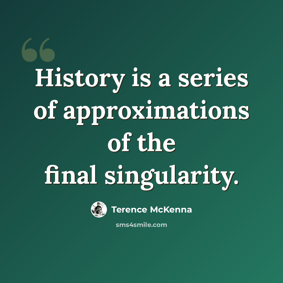 “History is a series of approximations of the final singularity.” quote by Terence McKenna