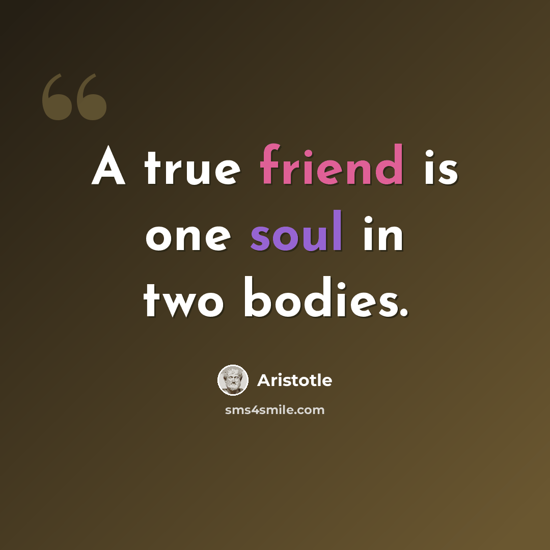 “A true friend is one soul in two bodies.” quote by Aristotle