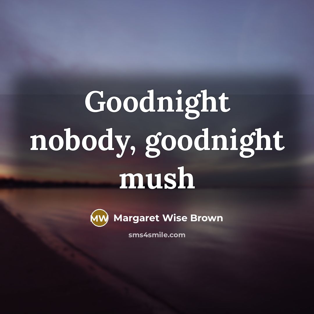 “Goodnight nobody, goodnight mush” quote by Margaret Wise Brown