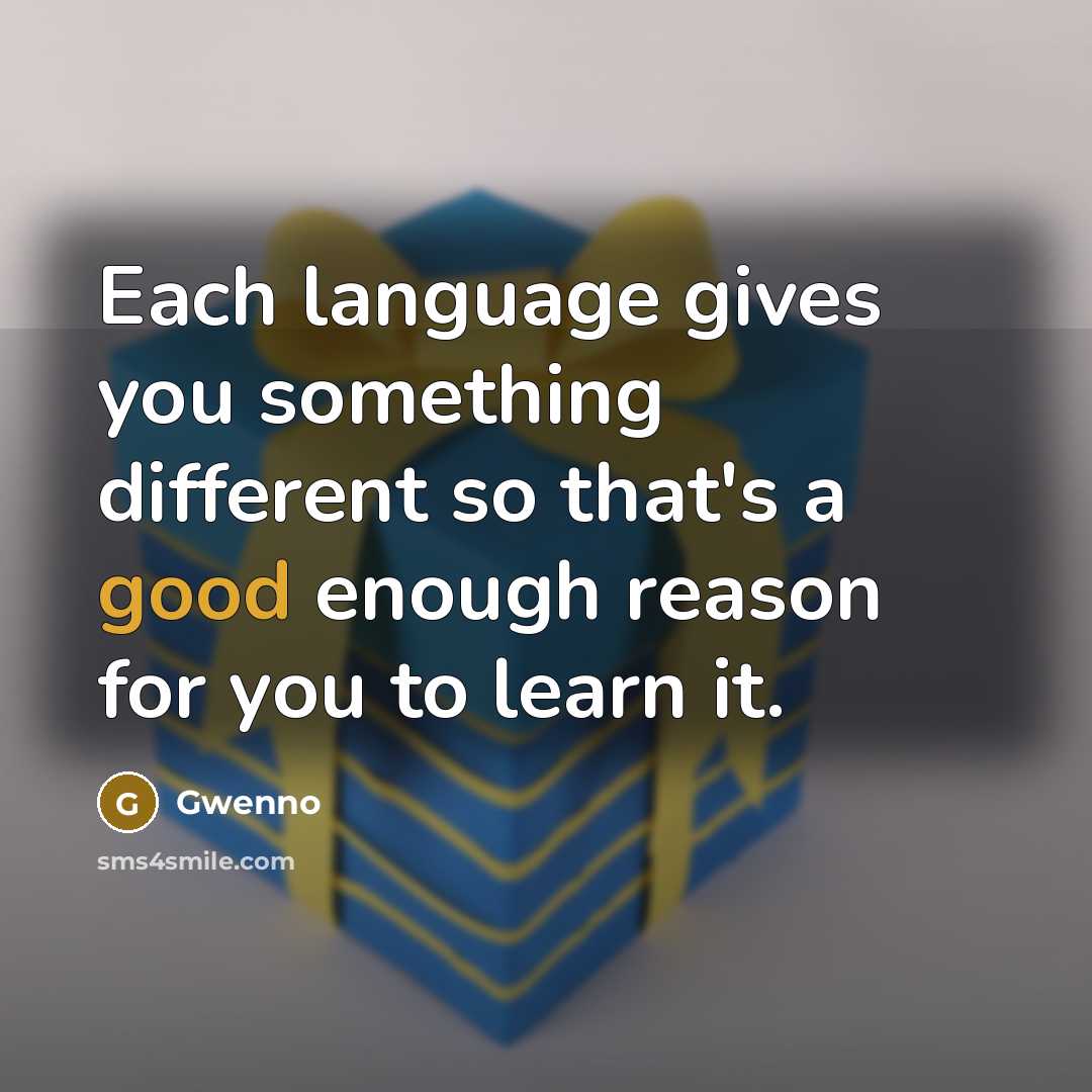 “Each language gives you something different so that's a good enough reason for you to learn it.” quote by Gwenno