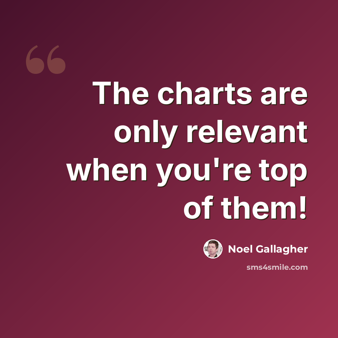 “The charts are only relevant when you're top of them!” quote by Noel Gallagher