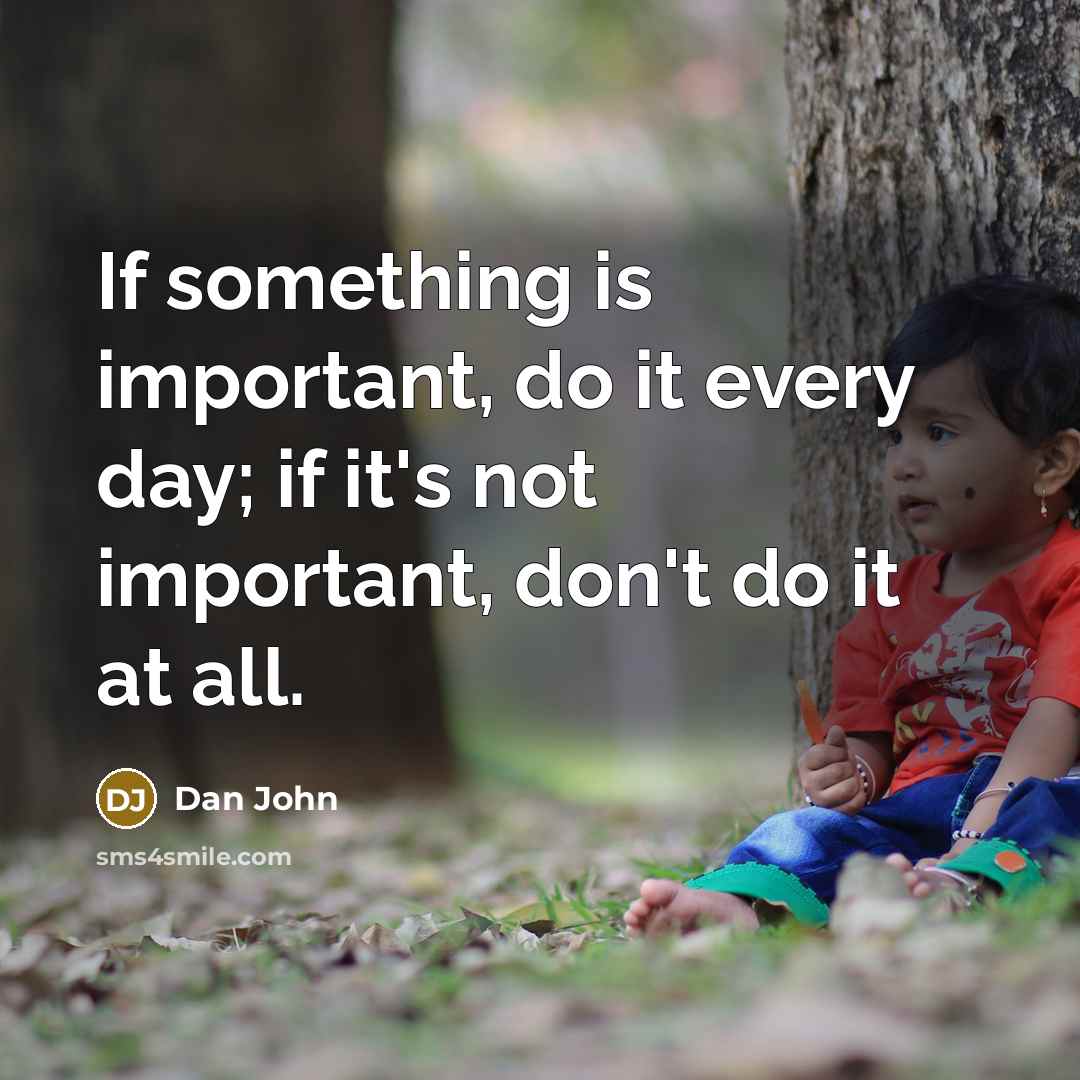 “If something is important, do it every day; if it's not important, don't do it at all.” quote by Dan John